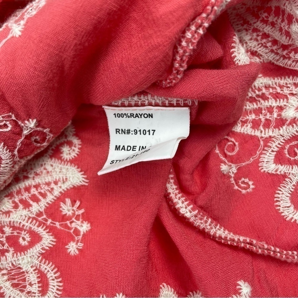 Solitaire Coral‎ Embroidered Blouse Women Size Large - Picture 6 of 9
